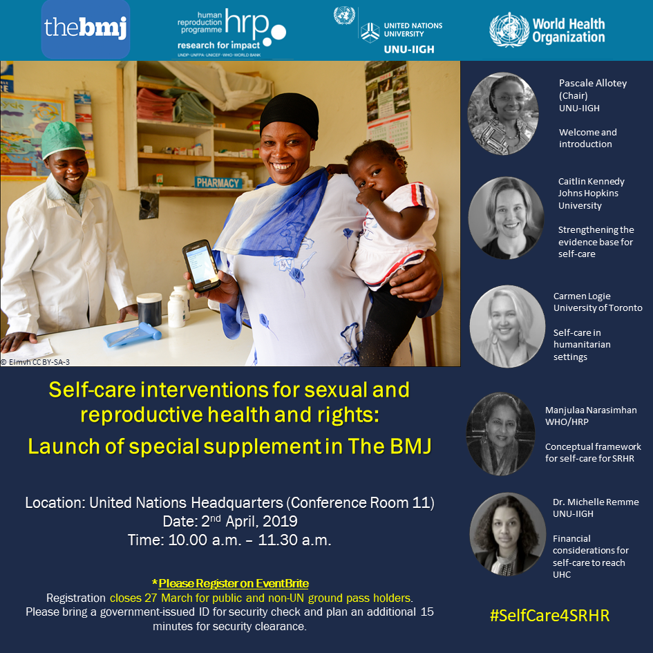 Self Care Interventions For Sexual And Reproductive Health And Rights Launch Of Special