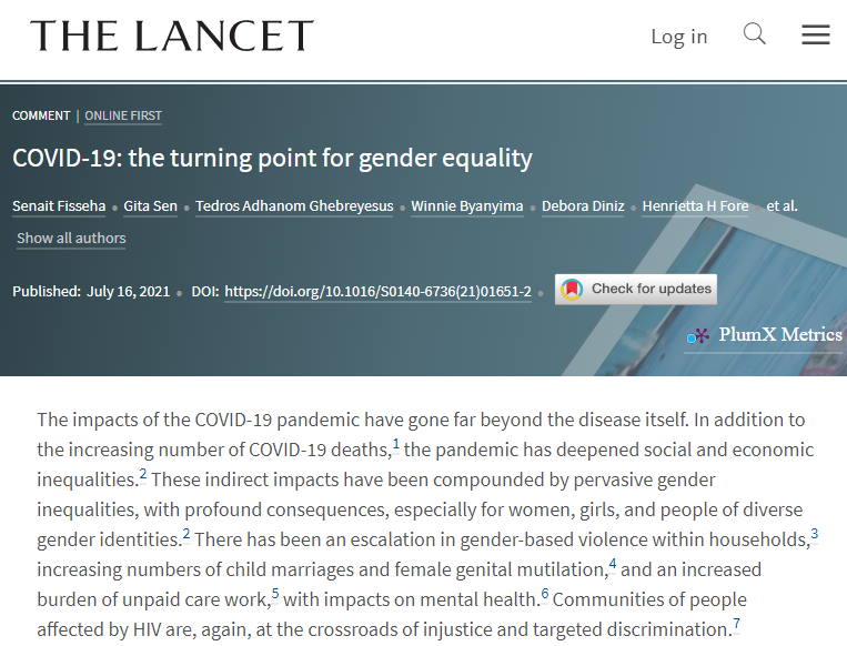 The Lancet Online First - COVID-19: The Turning Point For Gender ...