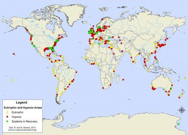 Fig 4b World hypoxic and eutrophic coastal areas