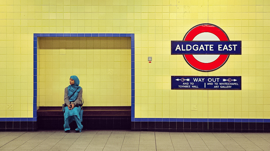 Muslim woman at Aldgate Station, London