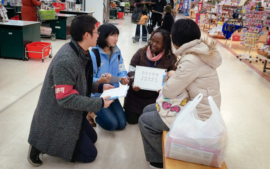 Customer interview at Aeon Supermarket in Gojome